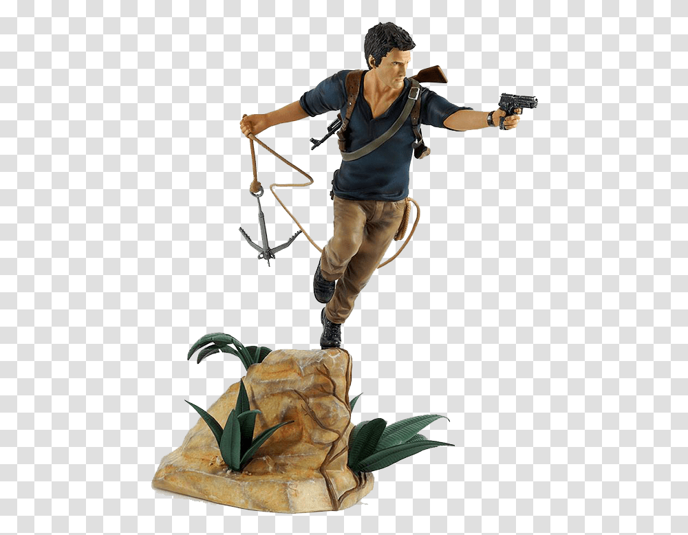 Uncharted 4 A Thiefquots End Pvc Statue Nathan Drake Uncharted Statue, Person, Leisure Activities, Outdoors, Adventure Transparent Png