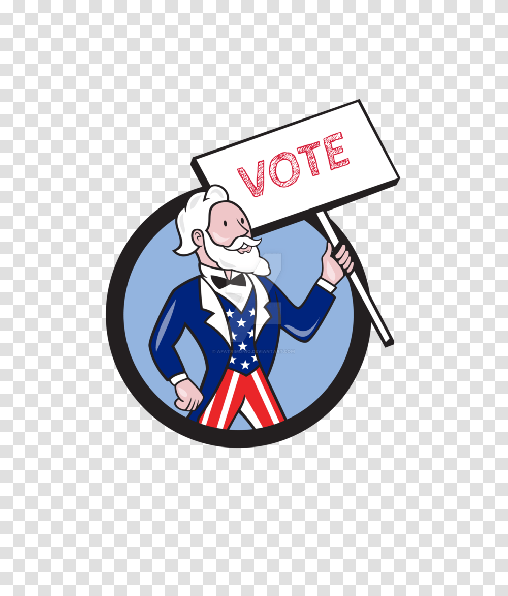 Uncle Sam Holding Placard Vote Circle Cartoon, Person, Performer, Poster Transparent Png