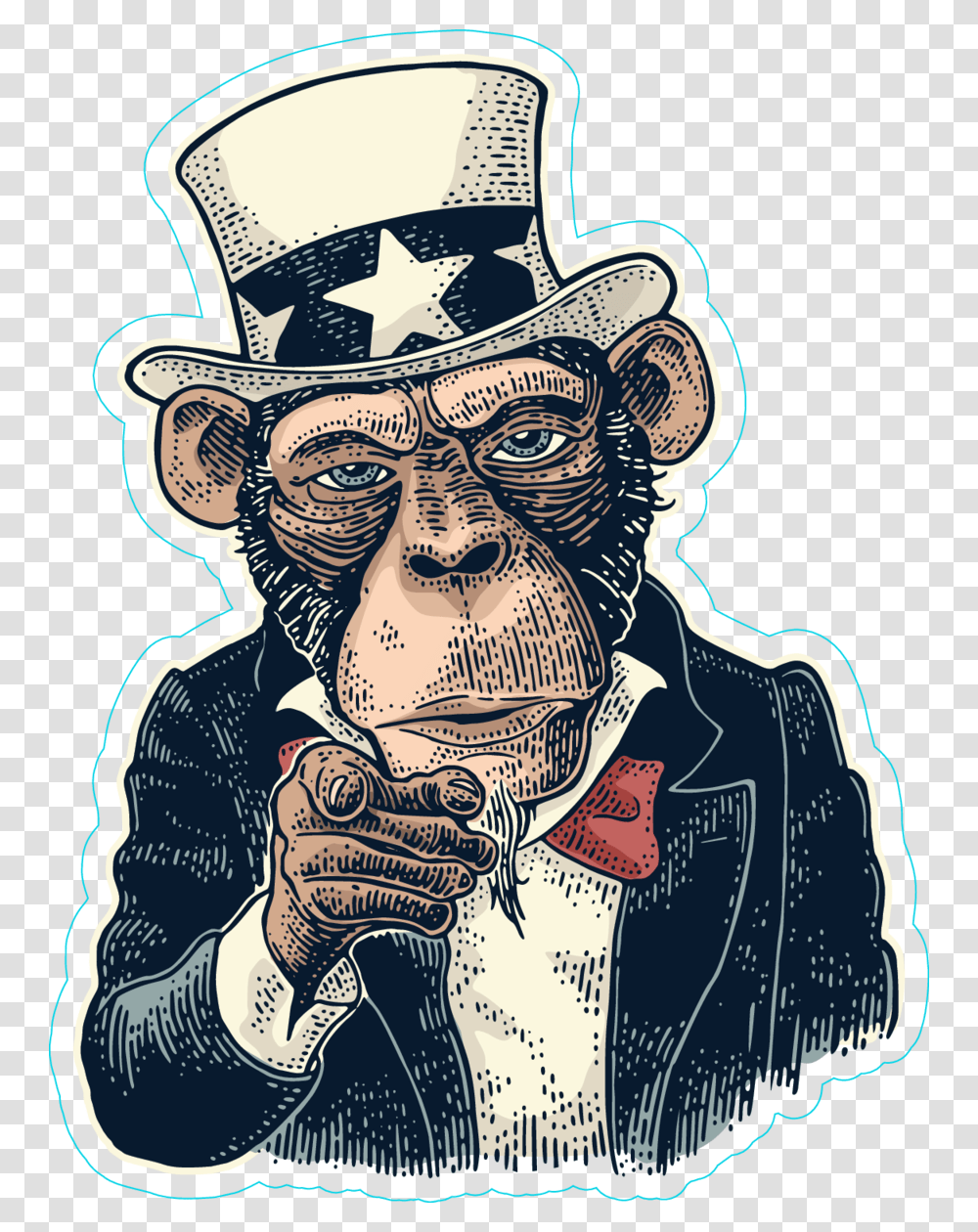 Uncle Sam Want You Download Uncle Sam Monkey, Label, Sticker Transparent Png