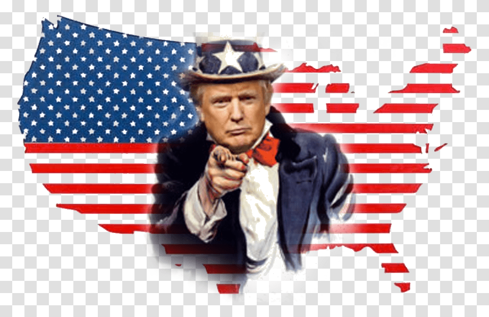 Uncle Sam Wants You American Flag With White Background, Person, Human, Hat Transparent Png