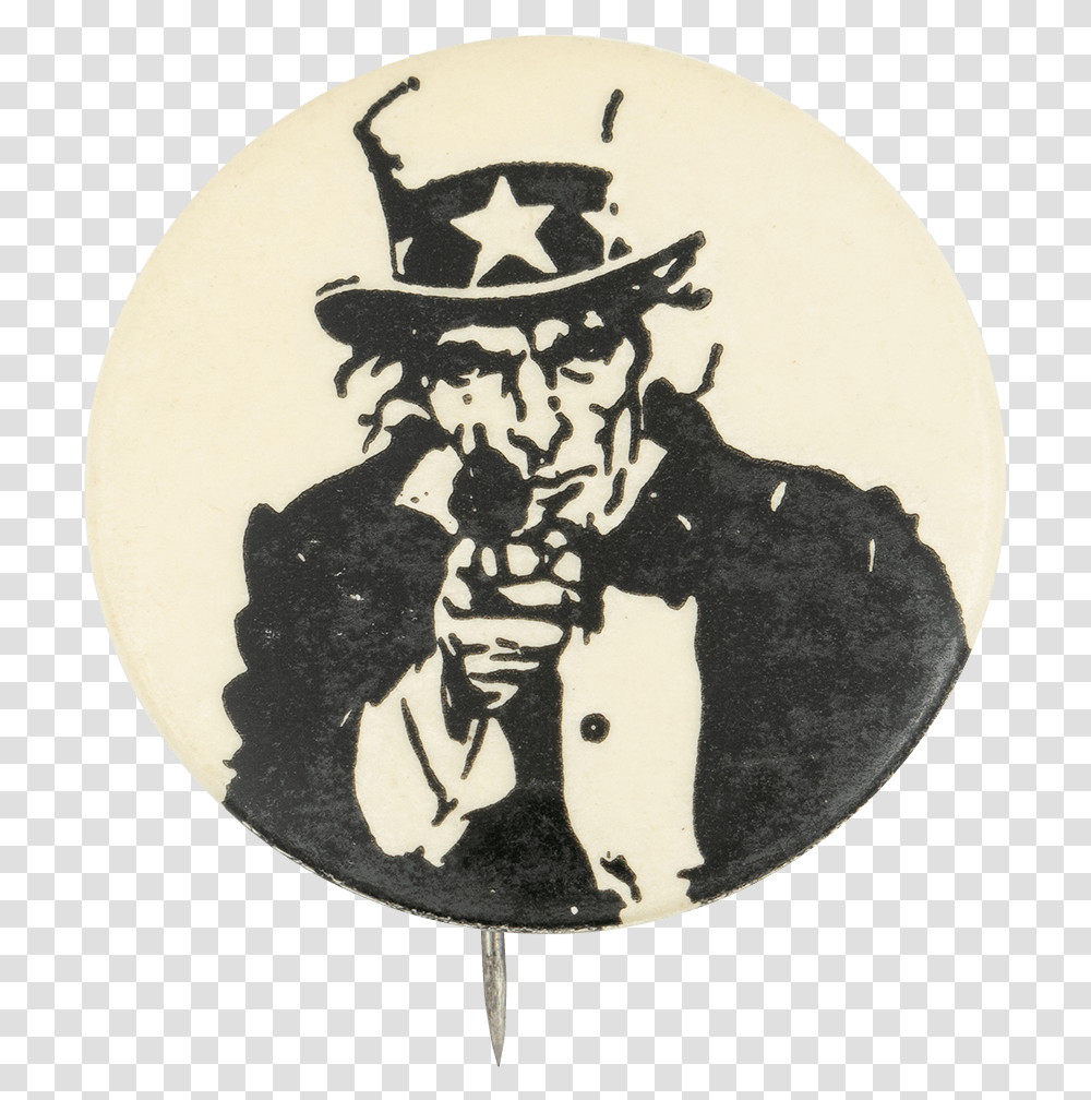 Uncle Sam With A Gun Political Button Museum Uncle Sam Pointing Gun, Logo, Trademark, Pirate Transparent Png