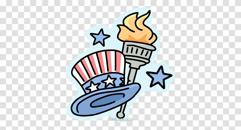 Uncle Sams Hat And Torch Royalty Free Vector Clip Art, Light Transparent Png