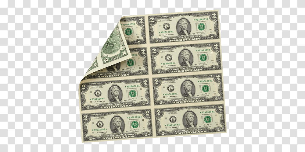 Uncut Currency 2 Dollar Bill With, Money, Passport, Id Cards, Document Transparent Png
