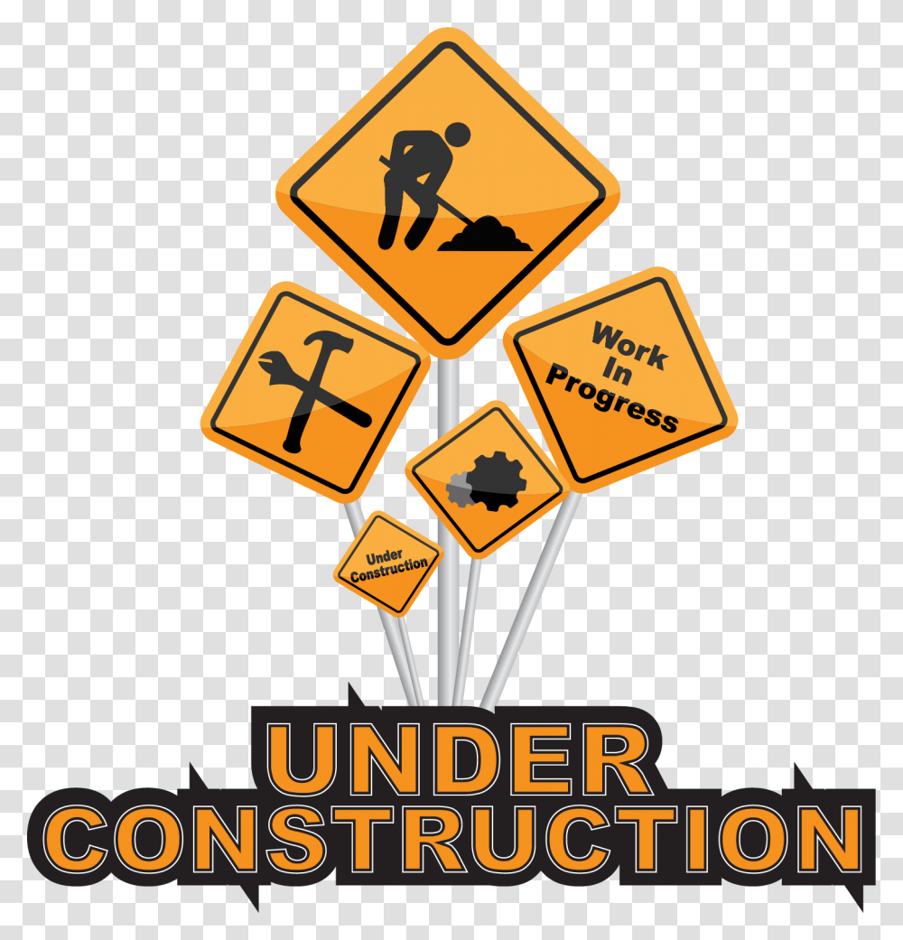 Under Construction Board Orange, Sign, Road Sign Transparent Png