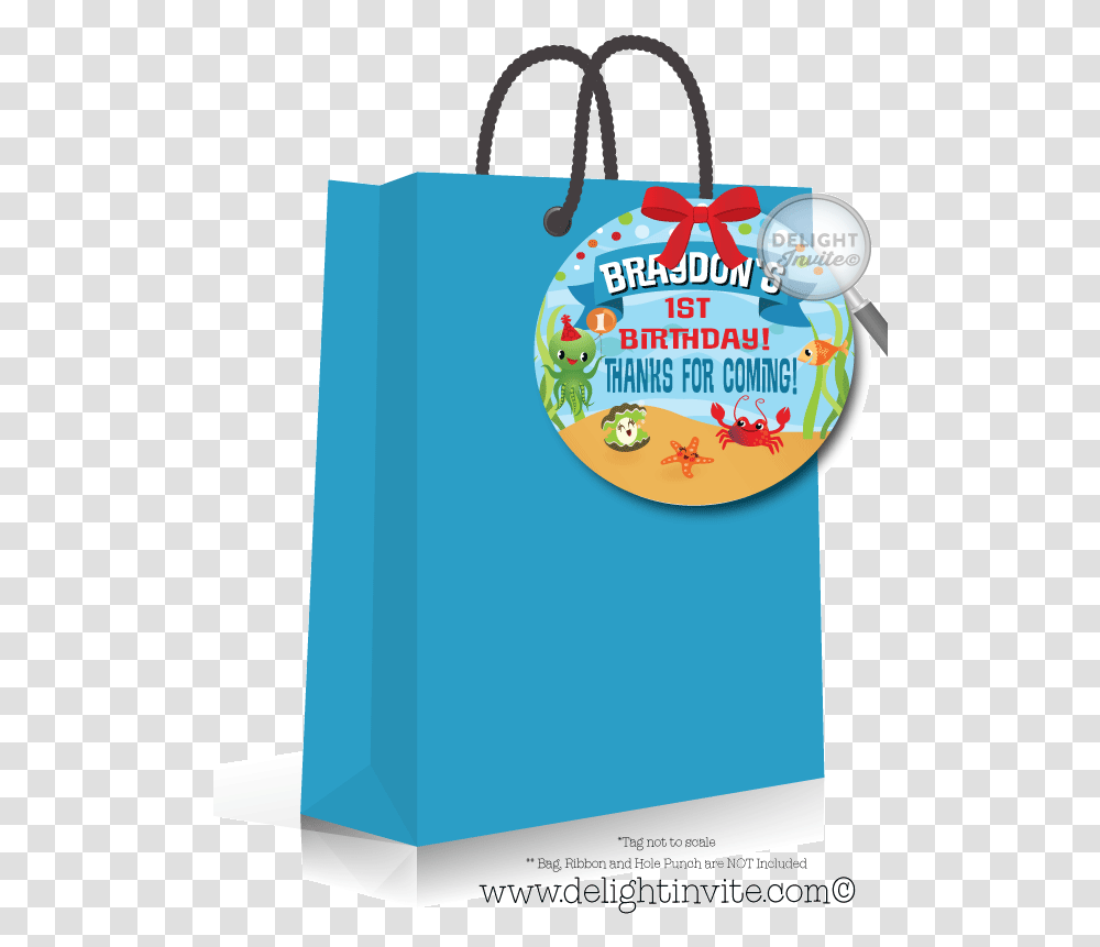 Under The Sea 1st Birthday Favor Tags Birthday Card Goody Bags, Shopping Bag, Flyer, Poster, Paper Transparent Png