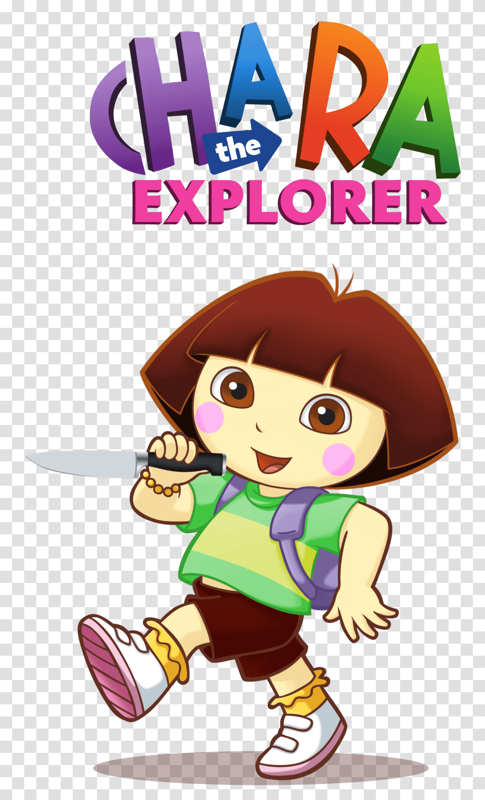 Undertale Chara The Explorer Clipart Download Blue's Clues Dora The Explorer, Person, Weapon, Blade, Kneeling Transparent Png