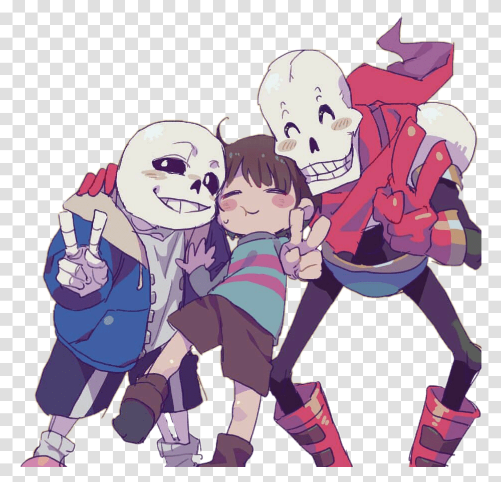 Undertale Sans Papyrus Frisk Undertalesans Undertalefrisk, Person, People, Family, Comics Transparent Png