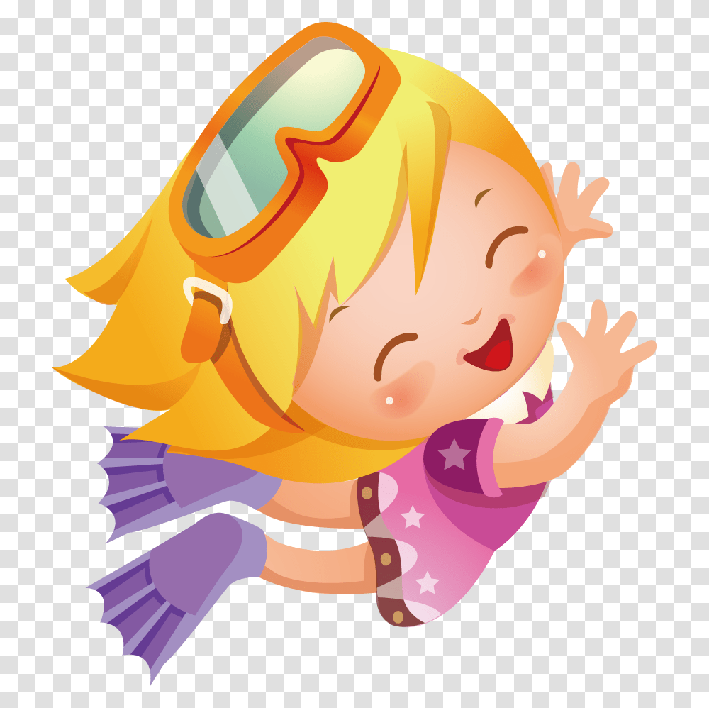 Underwater Diving Illustration Happy Girl Diver Clipart, Baby, Head, Outdoors Transparent Png