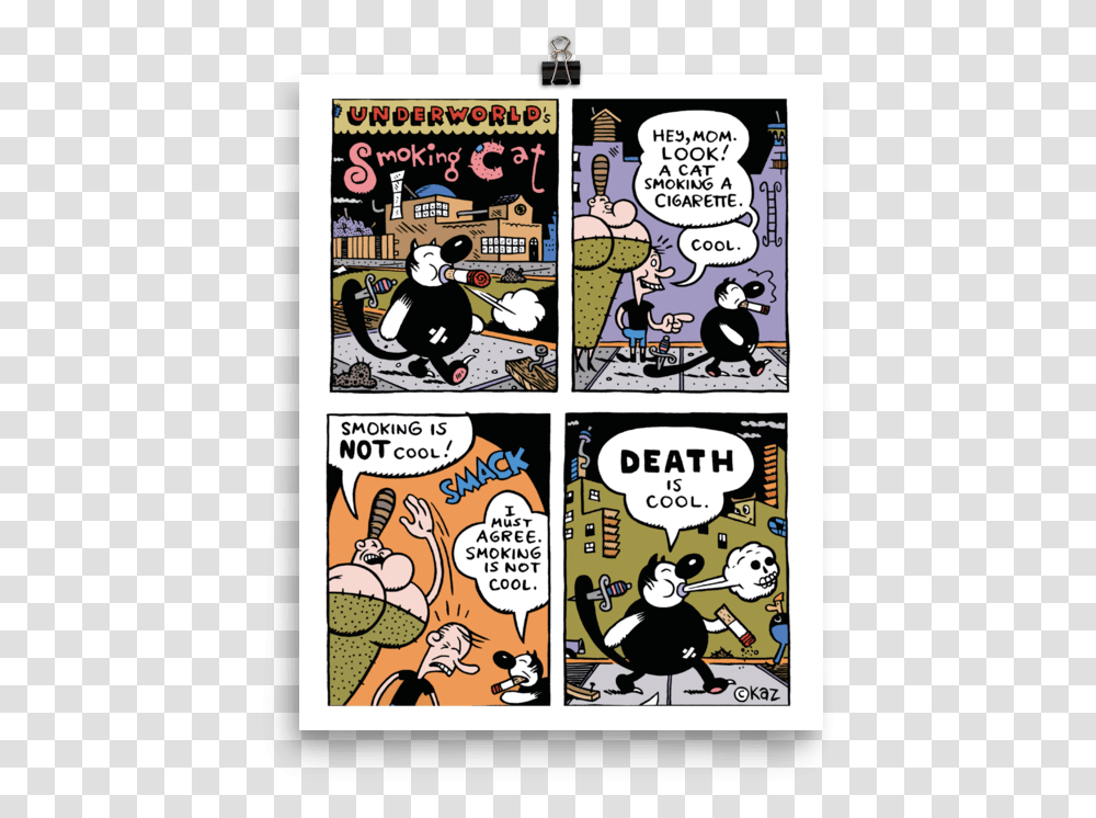 Underworld Smoking Cat Print 8x10 Kaz's Smoking Cat Kaz, Comics, Book, Bird, Animal Transparent Png