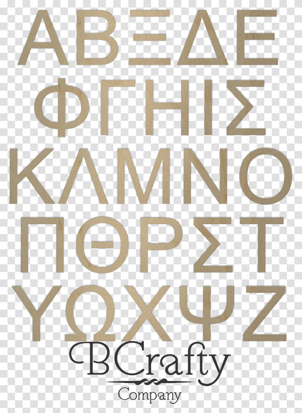 Unfinished Wooden Greek Letters Arial Bcrafty Company Poster, Alphabet, Word, Home Decor Transparent Png