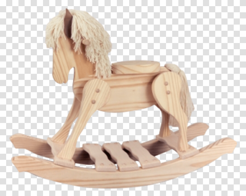 Unfinished Wooden Rocking Horse Wooden Rocking Horse, Person, Figurine, Toy, Furniture Transparent Png