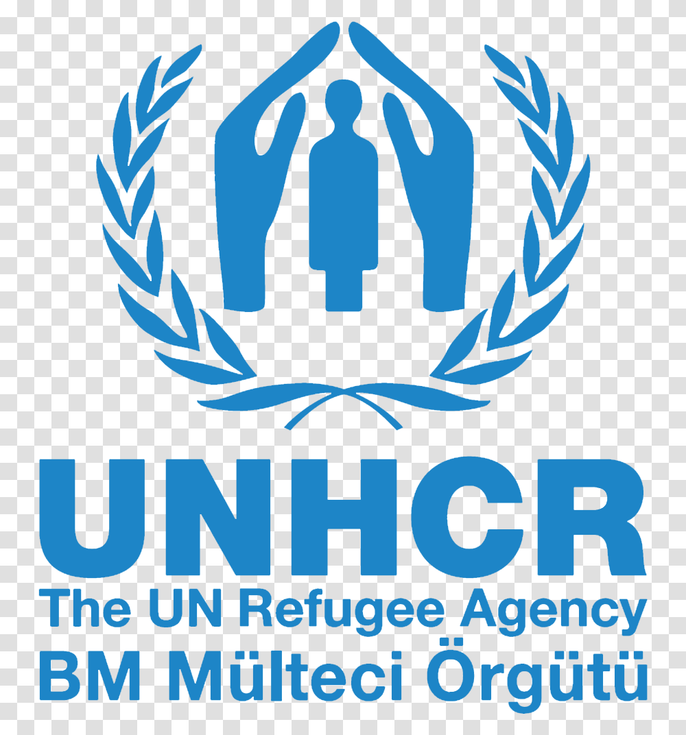 Unhcr Logo Vertical Eng Emblem, Symbol, Poster, Advertisement, Trademark Transparent Png