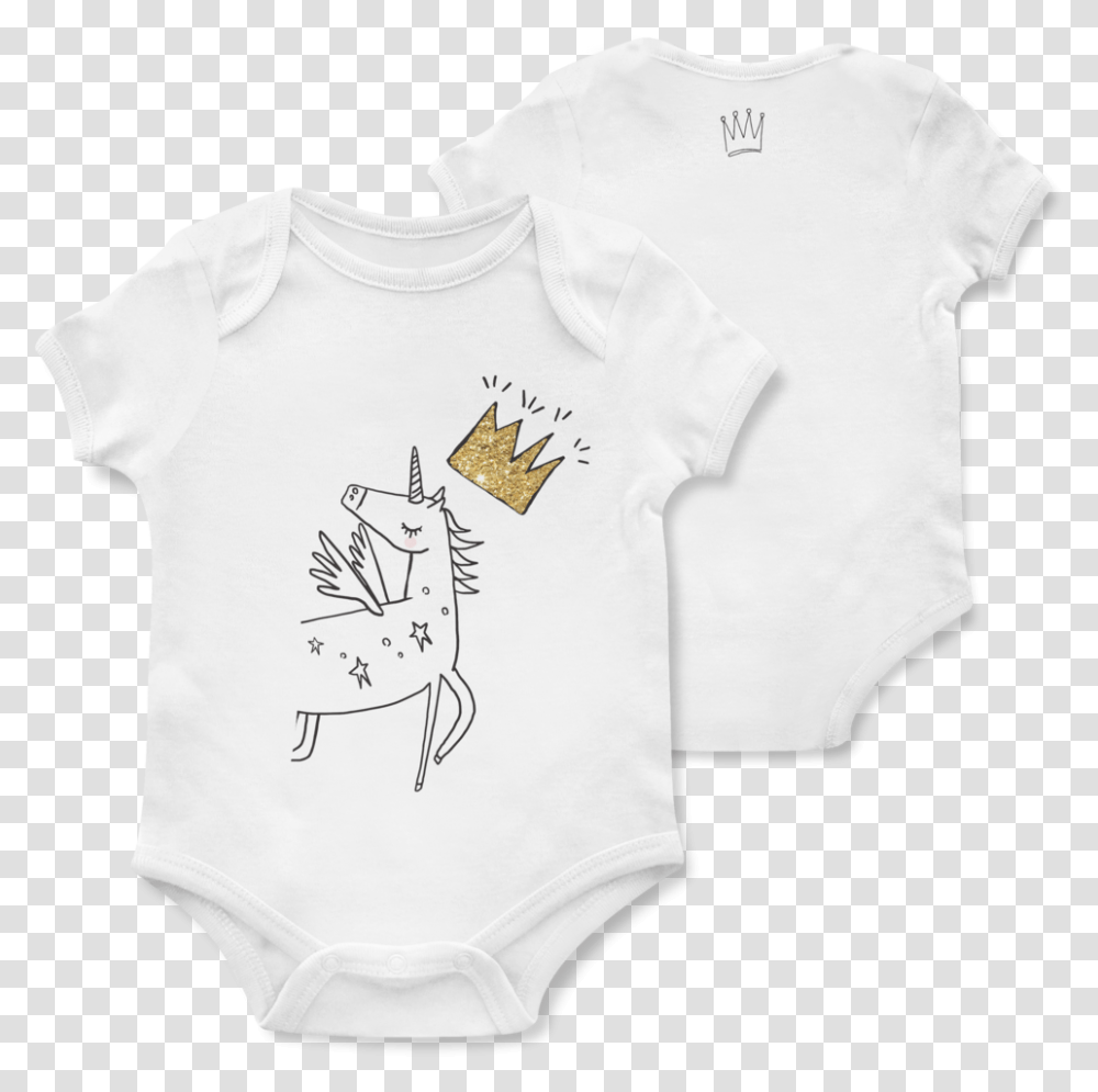 Unicorn Amp Gold Crown Baby Onesie Cartoon, Apparel, T-Shirt, Sleeve Transparent Png
