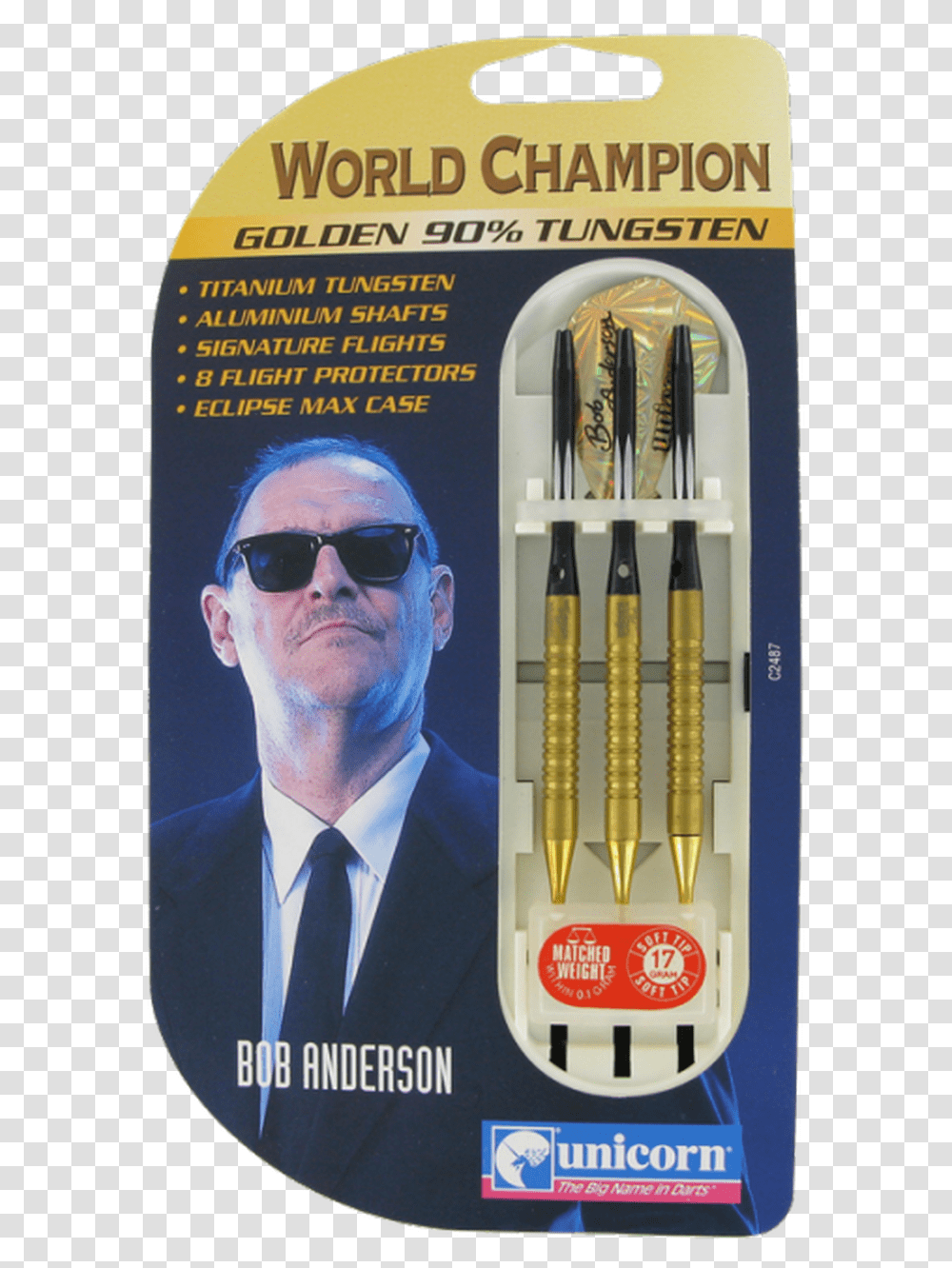 Unicorn Bob Anderson Golden World Champion 2ba Soft Bob Anderson Darts Gold, Sunglasses, Accessories, Person, Tie Transparent Png