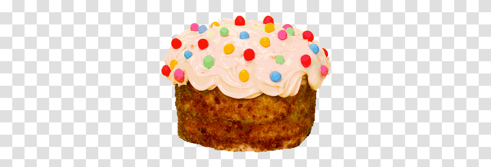 Unicorn Cakes Happy Birthday Cake Gif Cupcake, Dessert, Food, Icing, Cream Transparent Png