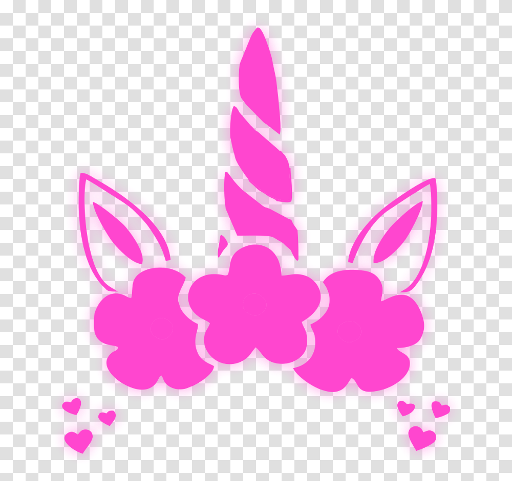 Unicorn Crown Pink Neon Glow Freetoedit Ftestickers Unicorn Stencil, Purple, Ornament, Heart Transparent Png