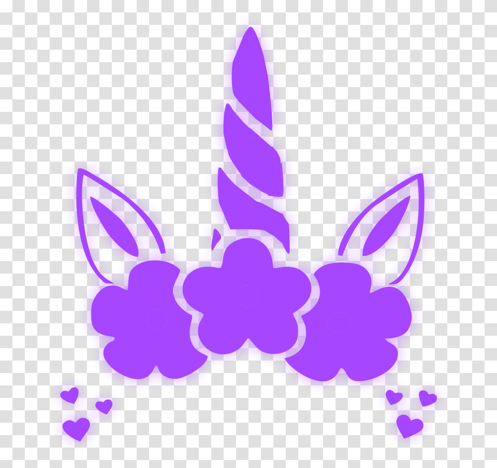 Unicorn Crown Purple Neon Glow Freetoedit Ftestickers Unicorn Crown Clipart Black And White, Ornament Transparent Png