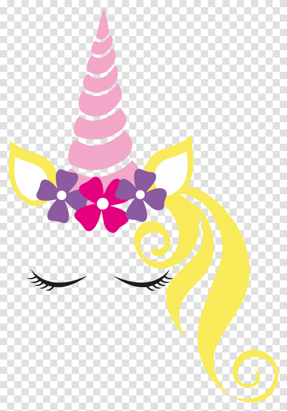 Unicorn Decoration Mask Eyes Pink Flowers Decoration Unicorn First Day Of School, Floral Design Transparent Png