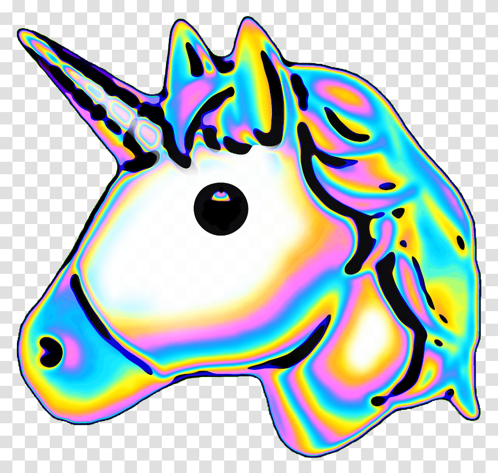 Unicorn Emoji Holographic Illustration, Animal, Mammal Transparent Png