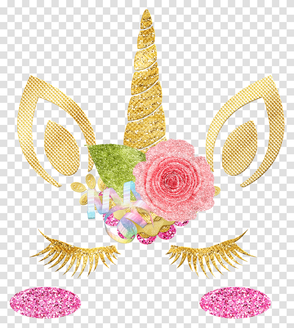 Unicorn Face Gold Foil Clipart Glitter Unicorn, Clothing, Apparel, Party Hat, Diwali Transparent Png