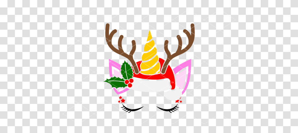 Unicorn Face With Christmas Hat Language, Clothing, Apparel, Sweets, Food Transparent Png
