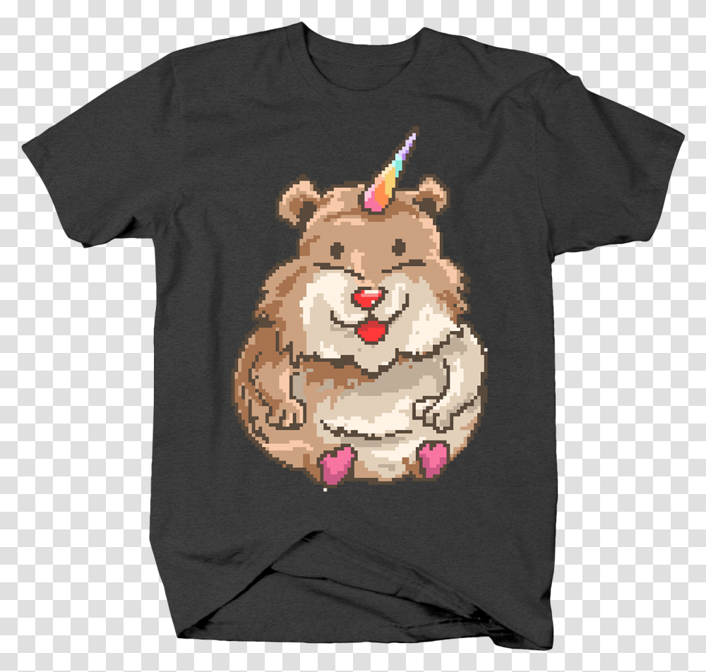 Unicorn Hamster Cute Pixel Art Kawaii Retro Animal T Shirt, Apparel, T-Shirt, Person Transparent Png