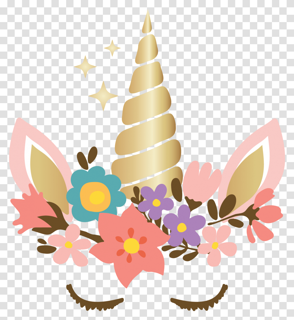 Unicorn Head Hd 2 Image Unicorn Head With Flowers Clipart, Plant, Food, Wedding Cake, Dessert Transparent Png