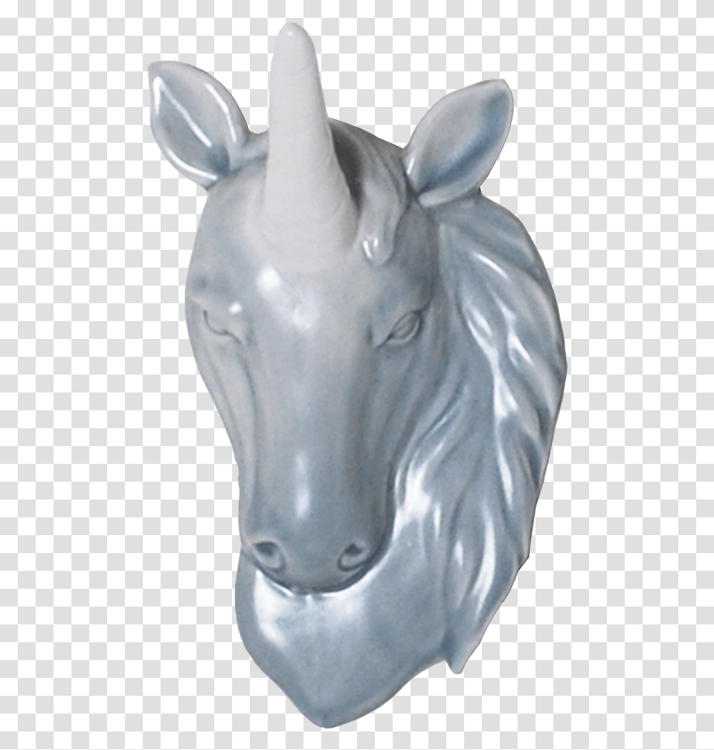 Unicorn Head Light Blue Wall Hook, Figurine, Person, Sculpture Transparent Png