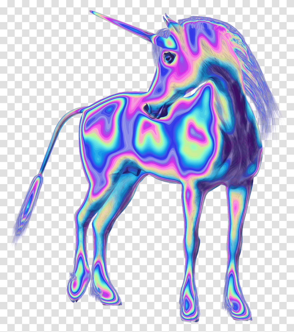 Unicorn Holo Holographic Tumblr Vaporwave Aesthetic Unicorn Aesthetic, Mammal, Animal, Horse, Pattern Transparent Png