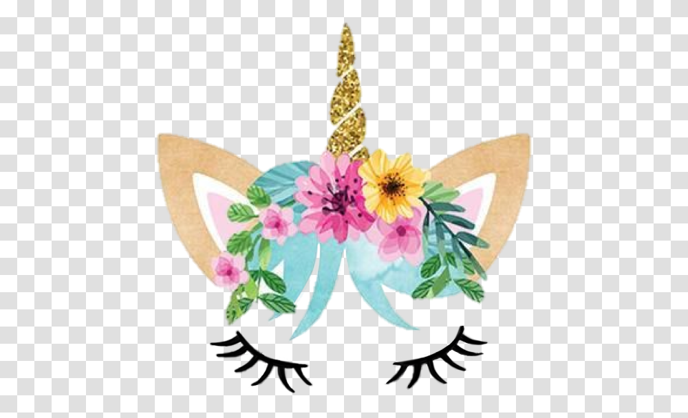 Unicorn Horn With Flowers, Ornament, Floral Design, Pattern Transparent Png