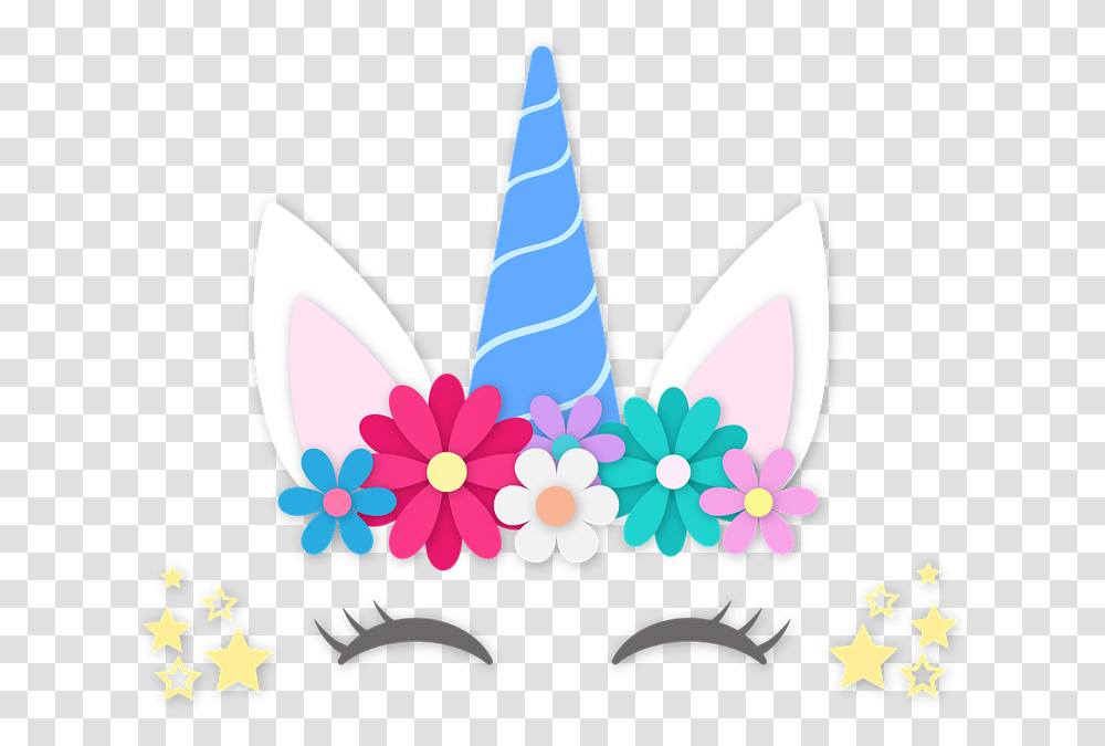 Unicorn Horse Crown Free Vector Graphic On Pixabay Flores Para Unicornio, Clothing, Apparel, Party Hat, Pattern Transparent Png