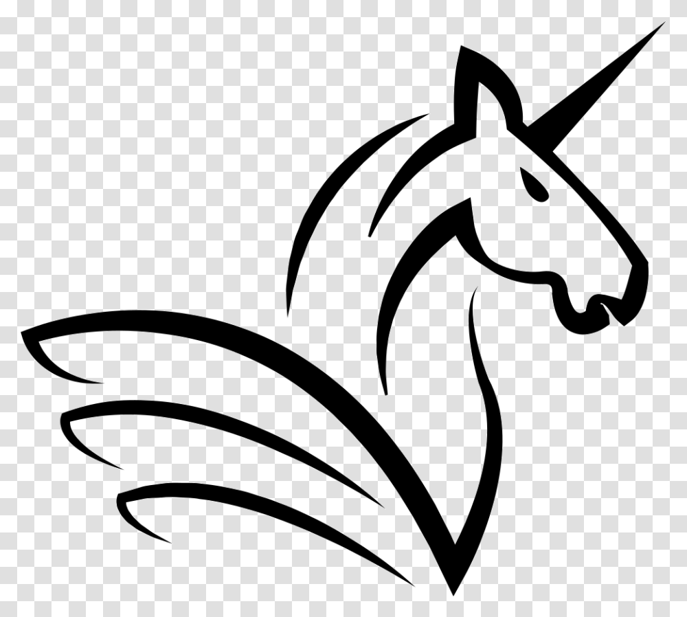 Unicorn Horse Head With A Horn And Wings Licorne Academy, Stencil, Antelope Transparent Png