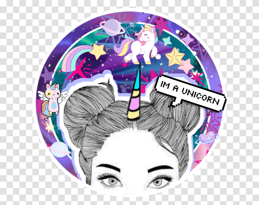 Unicorn Icon Sticker Cool Half Face Sketches, Person, Bowling, Logo, Symbol Transparent Png