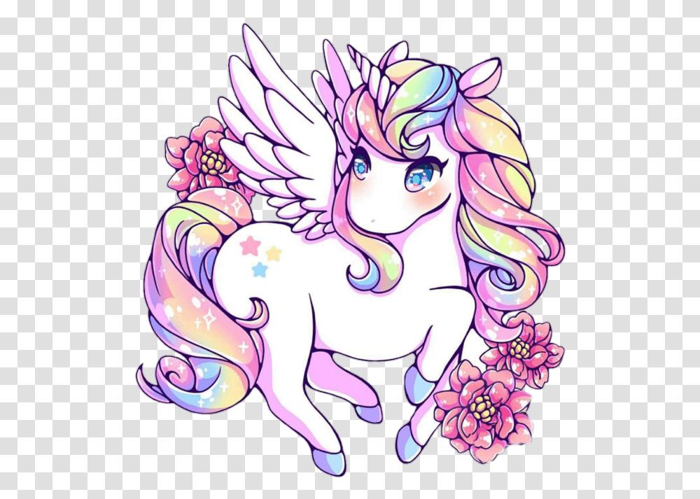 Unicorn Overlay Frame Tumblr Cute Kawaii Rainbow, Doodle, Drawing Transparent Png