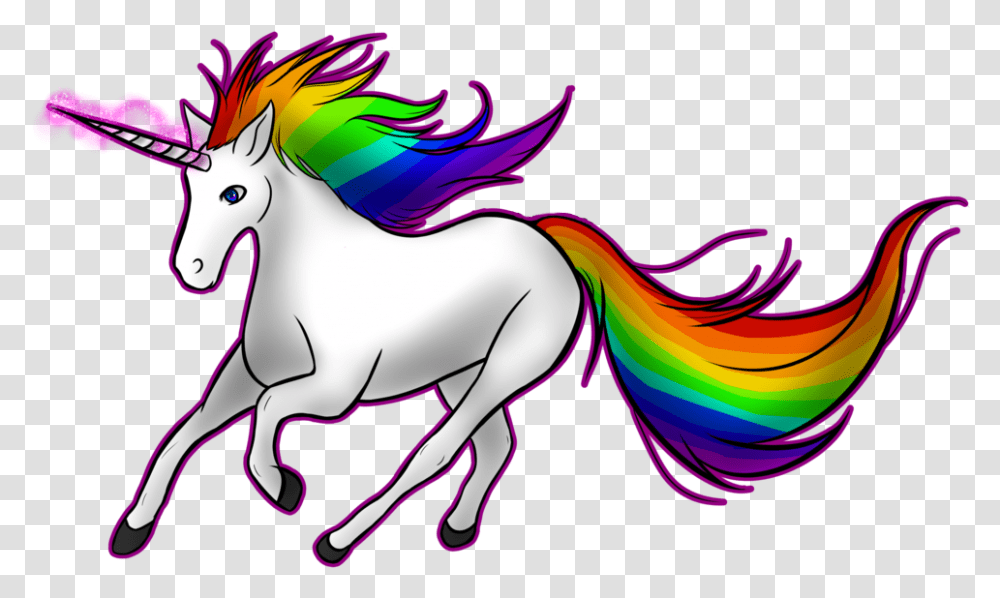 Unicorn Running On Rainbow, Horse, Mammal Transparent Png