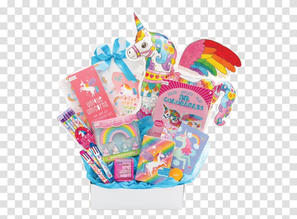 Unicorn Themed Gift Basket, Diaper, Sweets, Food, Candy Transparent Png