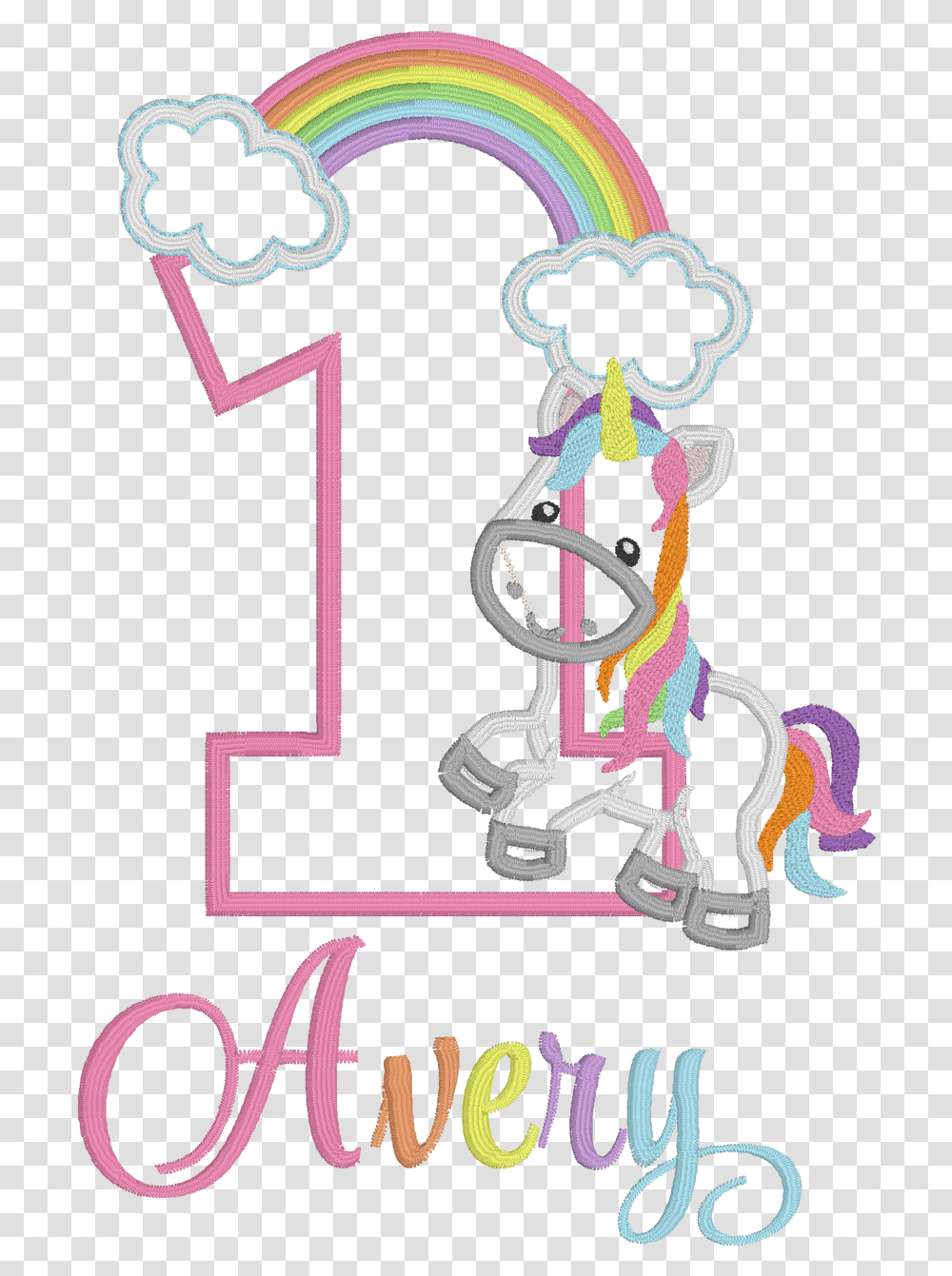 Unicorn & Rainbow Pastel Tutu Birthday Set Unicorn 1st Birthday Clipart, Text, Alphabet, Symbol, Label Transparent Png
