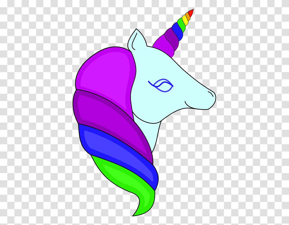 Unicorn Unicorn Head Rainbow Cute Pretty Colorful Enhjrning Hoved Tegning, Apparel, Hat, Cap Transparent Png
