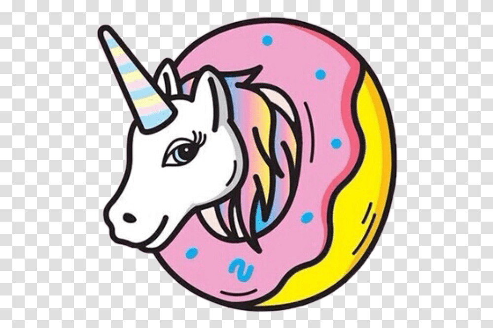 Unicorn With A Donut, Cream, Dessert, Food, Label Transparent Png