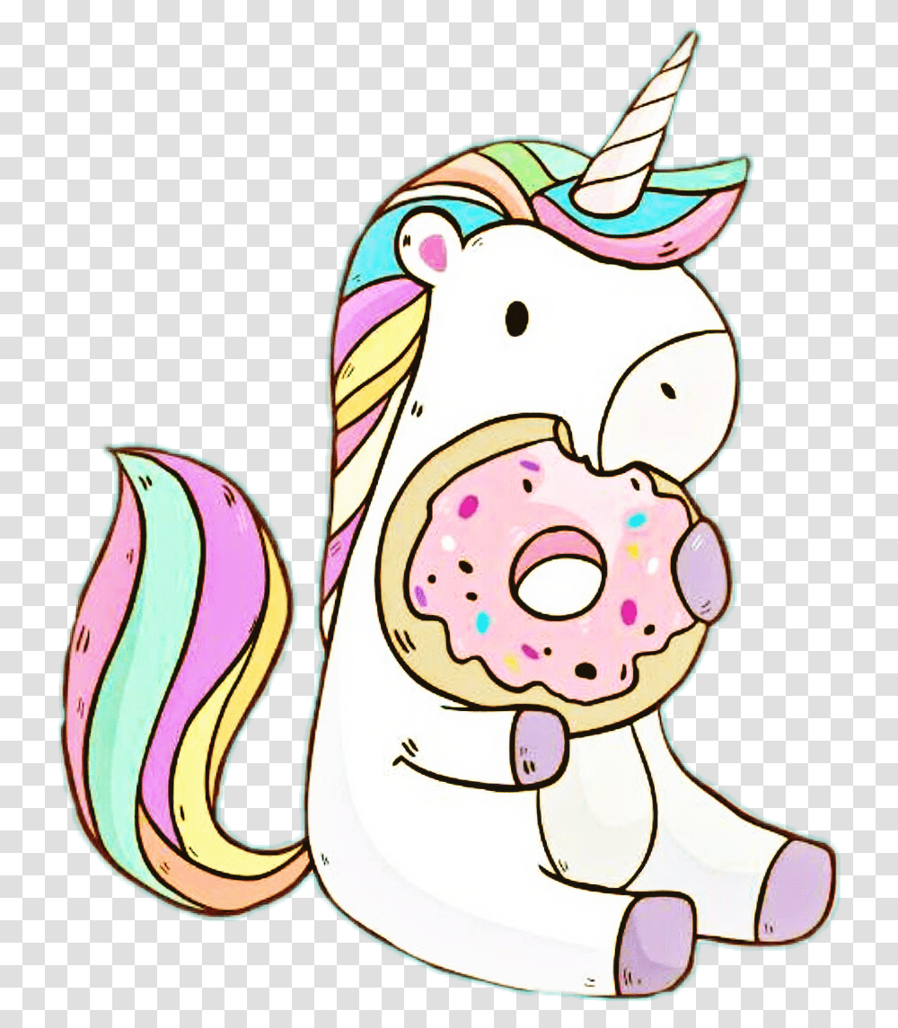 Unicornio Con Una Dona Clipart Download Unicorn Donut Kawaii, Apparel, Sweets, Food Transparent Png