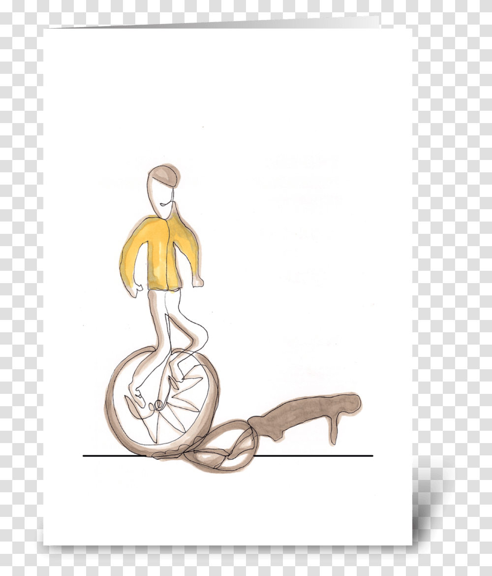 Unicycle Greeting Card Illustration, Doodle, Drawing, Vehicle Transparent Png