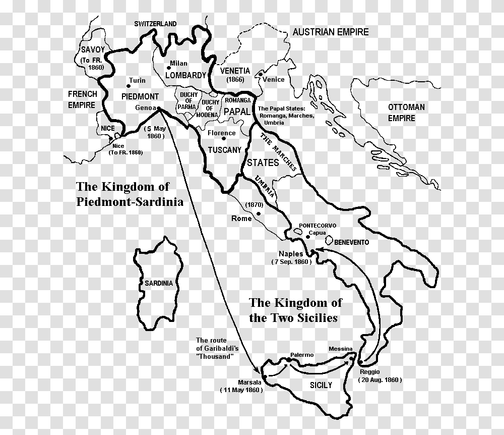 Unification Of Italy Outline Map, Gray, World Of Warcraft Transparent Png