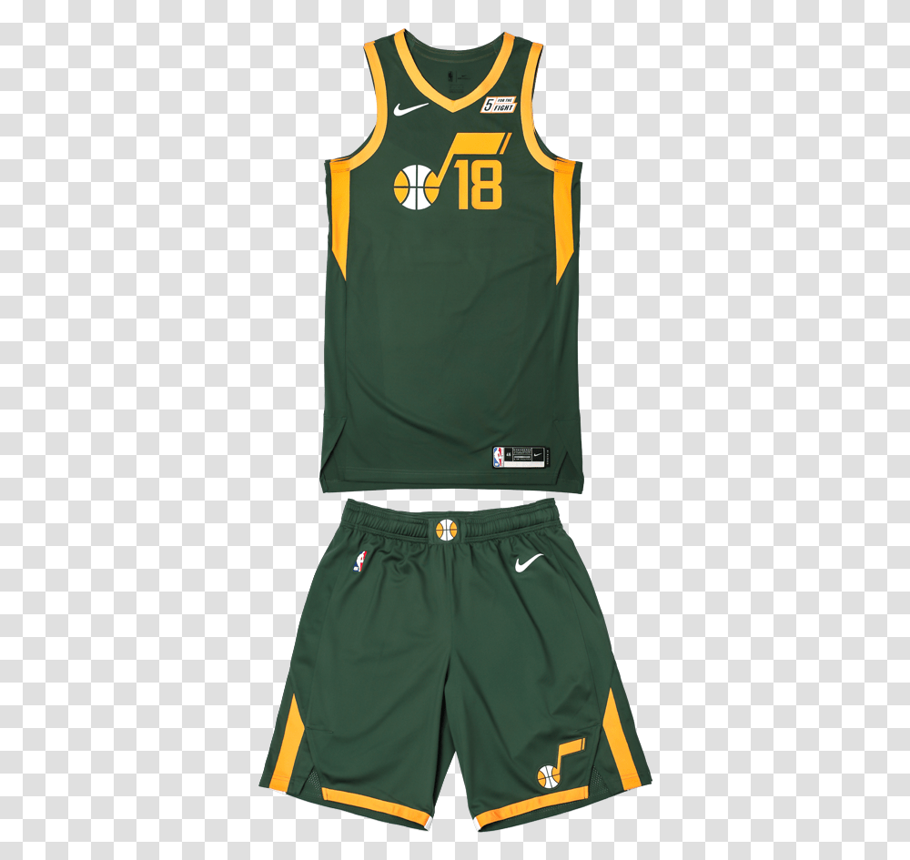 Uniform Full Utah Jazz Jersey Green, Shorts, Apparel, Person Transparent Png