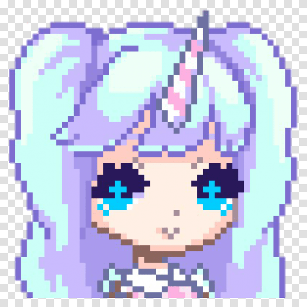Unigirl Unicorngirl Unicorn Kawaiigirl Anime Girl Kawai Anime Cute Pixel Art, Rug, Plant, Purple Transparent Png