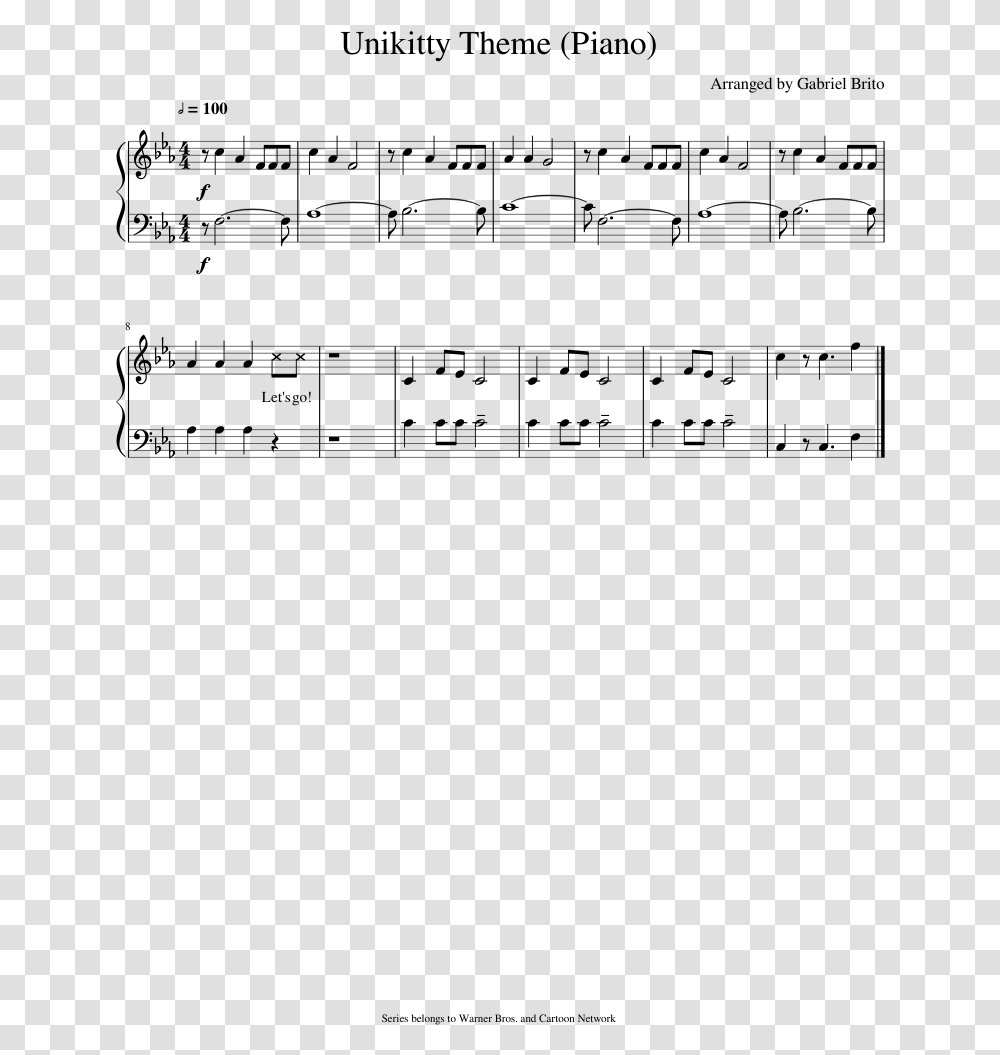 Unikitty Unikitty Theme Sheet Music, Gray Transparent Png