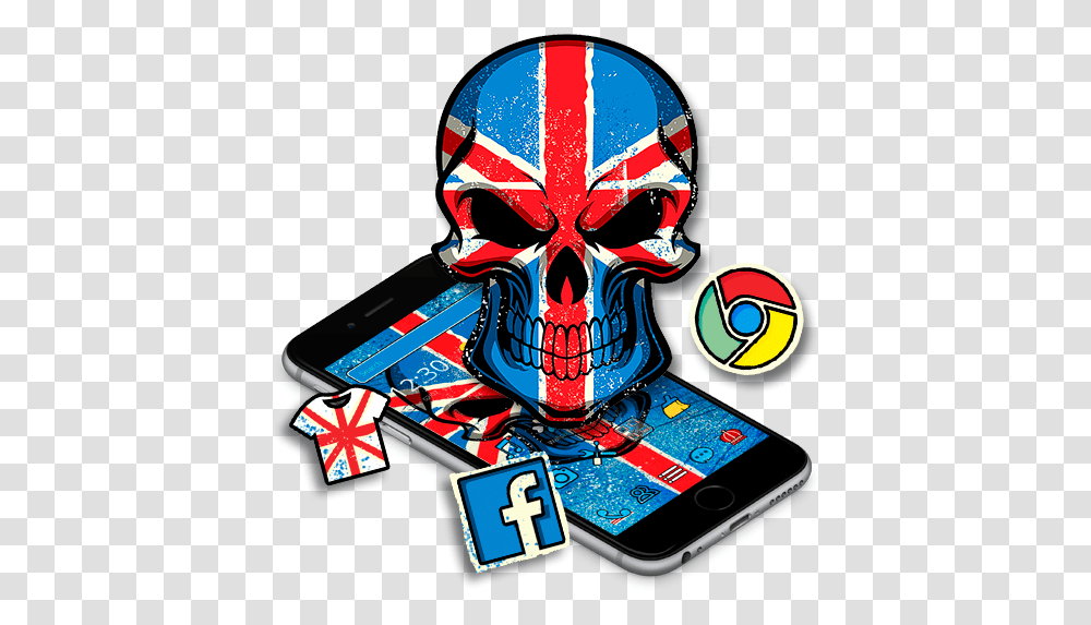 Union Jack Flag Skull Theme - Apps Bei Google Play Smartphone, Helmet, Clothing, Apparel, Game Transparent Png