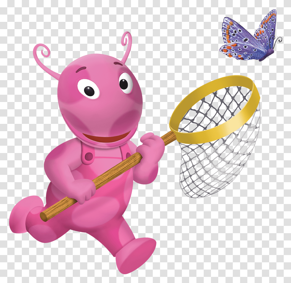 Uniqua Chasing A Butterfly Backyardigans Butterfly, Toy, Racket, Tennis Racket, Rattle Transparent Png