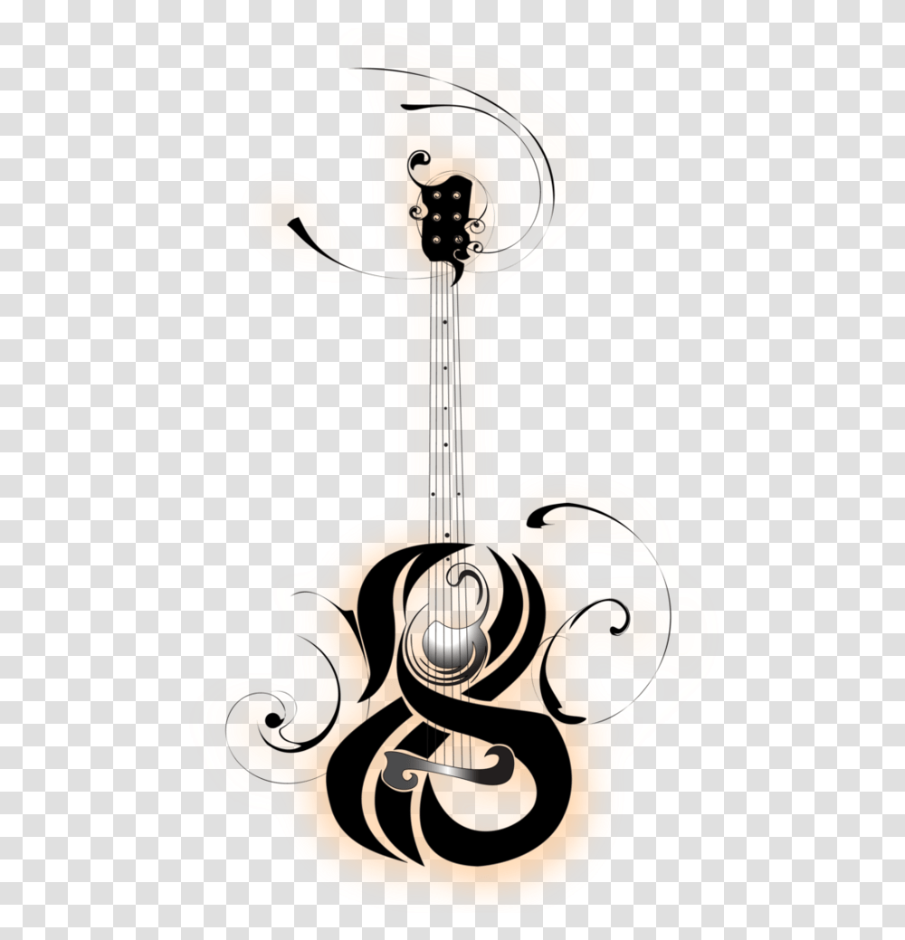 Unique Black Traditional Guitar Tattoo Stencil By B Tribal Guitar Tattoo, Leisure Activities, Musical Instrument, Lyre, Harp Transparent Png