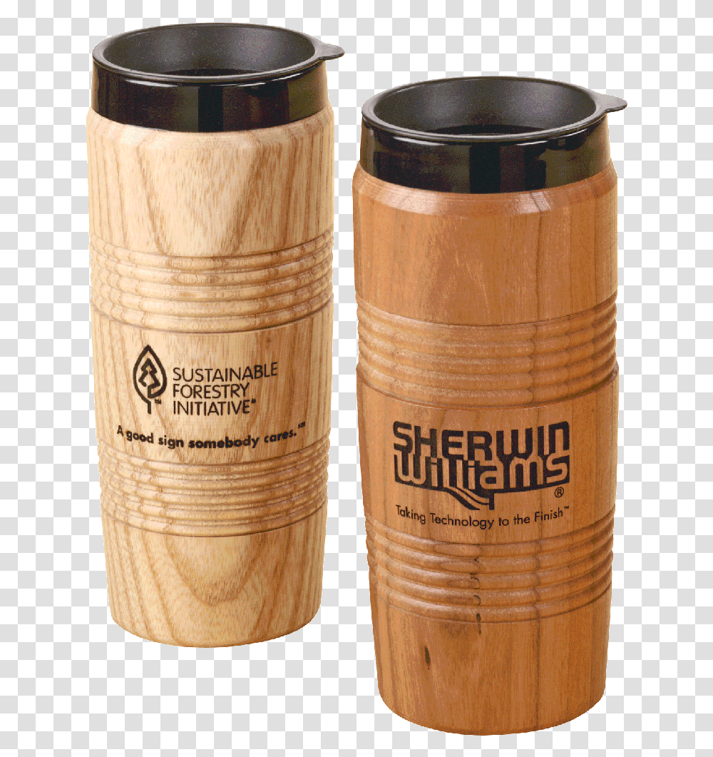 Unique Patented Travel Mug With Plastic Lining And Wood, Cylinder, Beer, Alcohol, Beverage Transparent Png