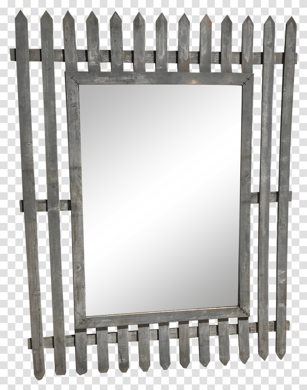 Unique Vintage Picket Fence Style Framed Mirror Solid, Gate, Rug Transparent Png